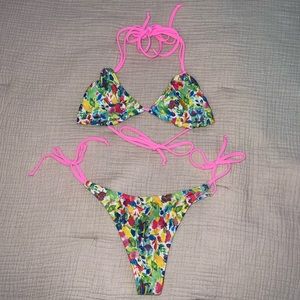 Colorful Thong Bikini Set